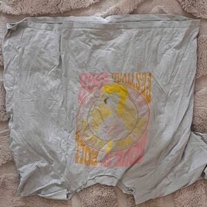 Gray Graphic T-Shirt with Yellow and Pink Design